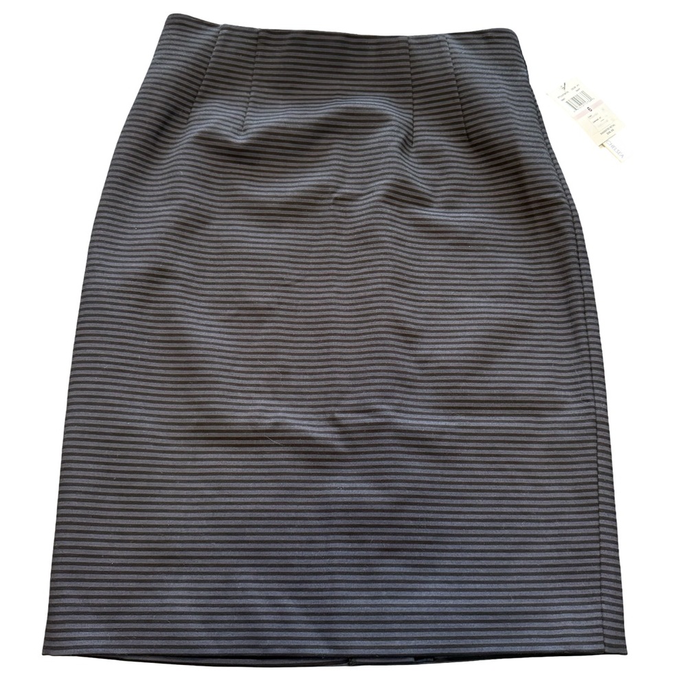 Amanda + Chelsea Black Stripe Pencil Skirt Contemporary Fit Size 6 Stretch